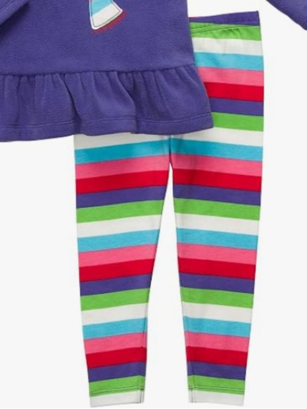 Smiley Bear Fleece Pant Set Girls 2 pc Top Warm Legging Outfit Bottom - Picture 3 of 3